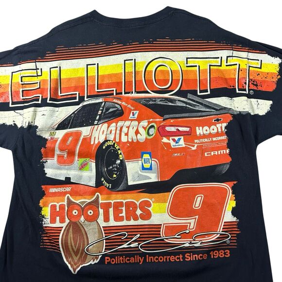 Vintage Chase Elliott NASCAR Hooters Graphic Shirt Men’s XL AOP Racing Y2K - Picture 7 of 9